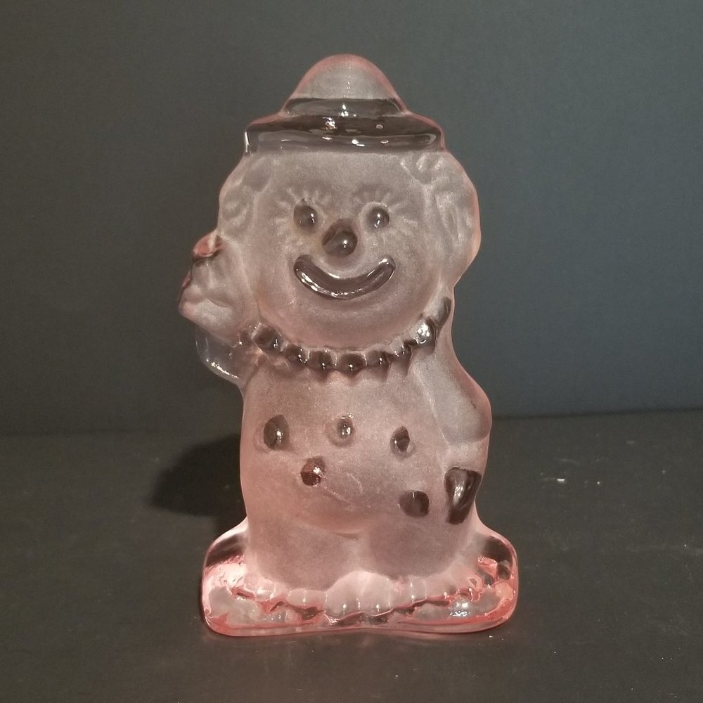 VIKING GLASS PINK ART GLASS CLOWN